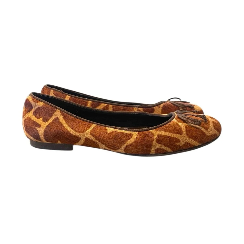 Ralph Lauren Alice Ballet Flats US 9.5 Giraffe Print Pony Calf Hair Retail‎ $145